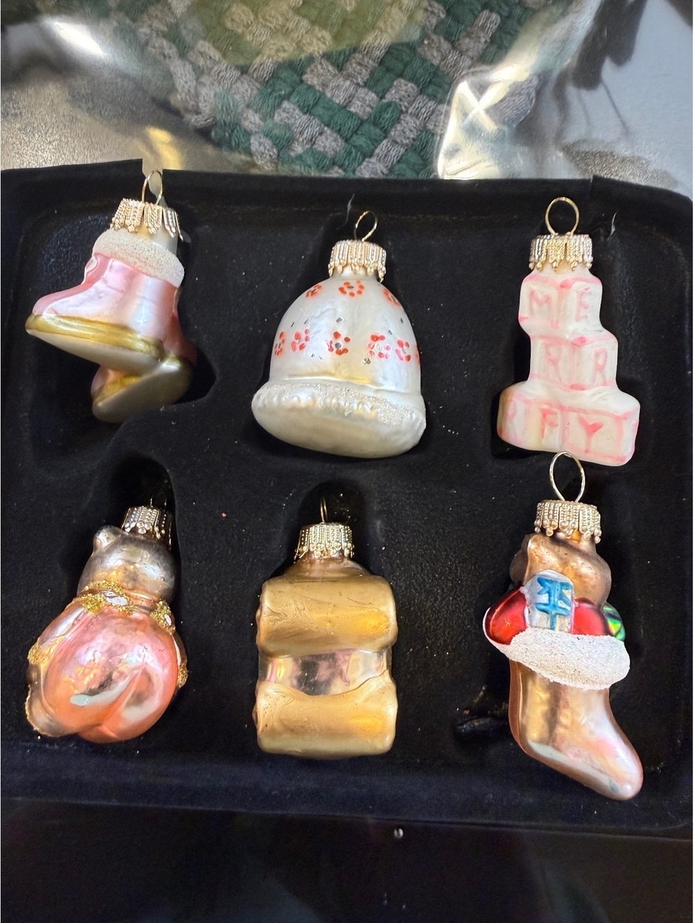 Vintage Glass Christmas Ornaments Set of 6